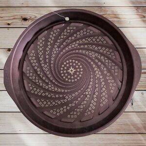 Vintage Cast Iron Baking Pan With Swirl Pattern 12" Diameter Heavy-Duty Ideal Fo